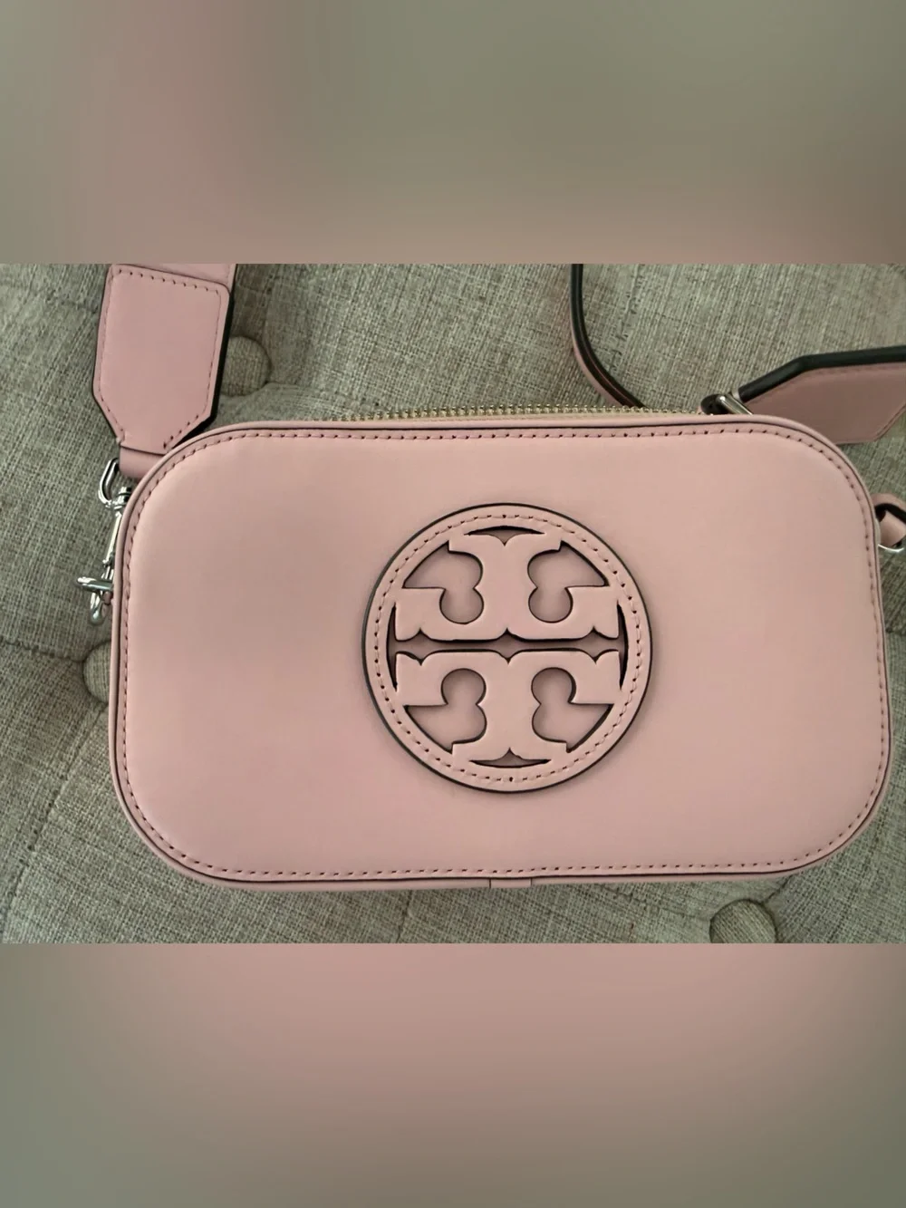 Tory Burch Blush Pink Leather Logo Crossbody